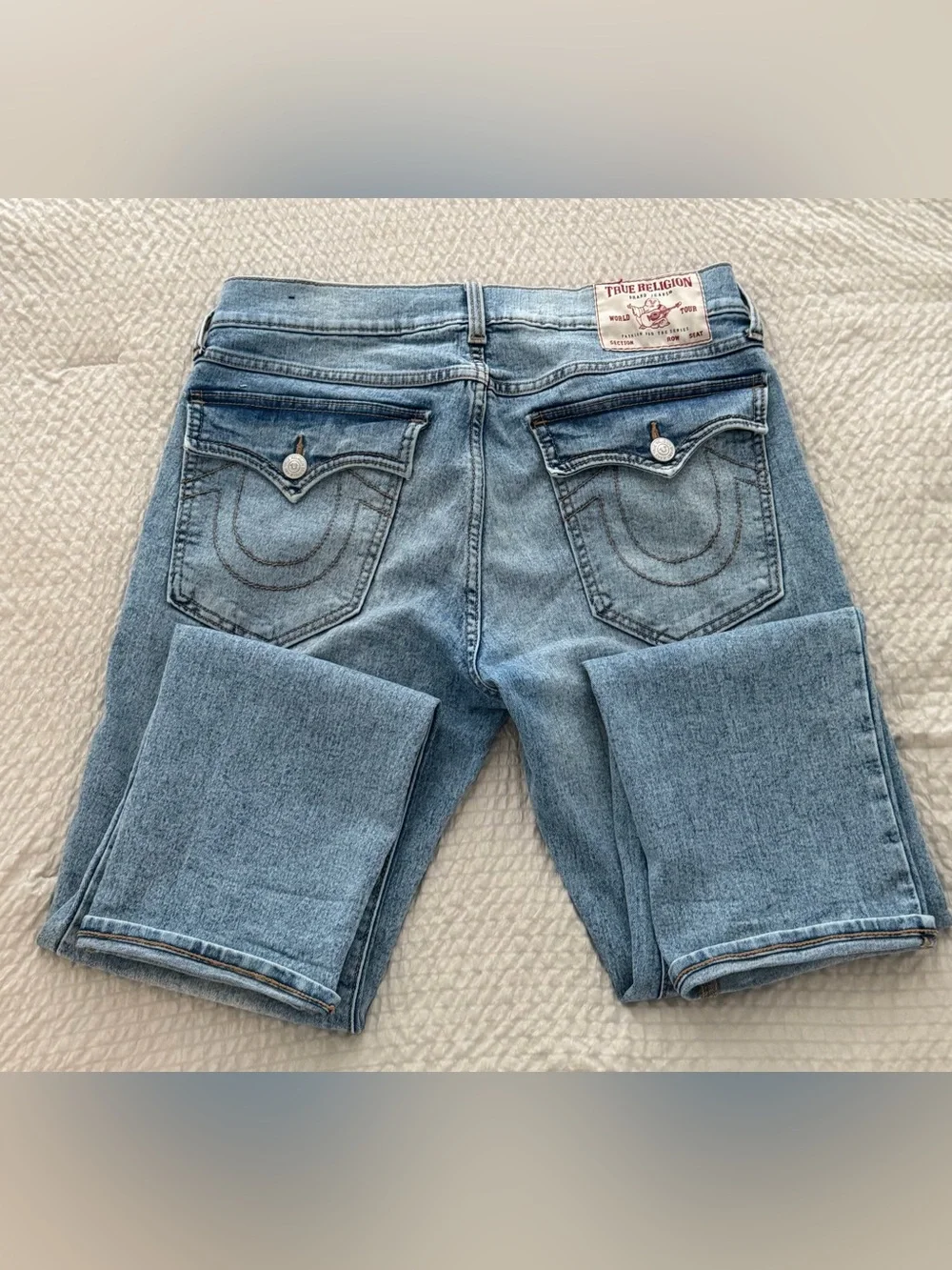 True Religion Straight Leg Jeans in Light Blue Wash
